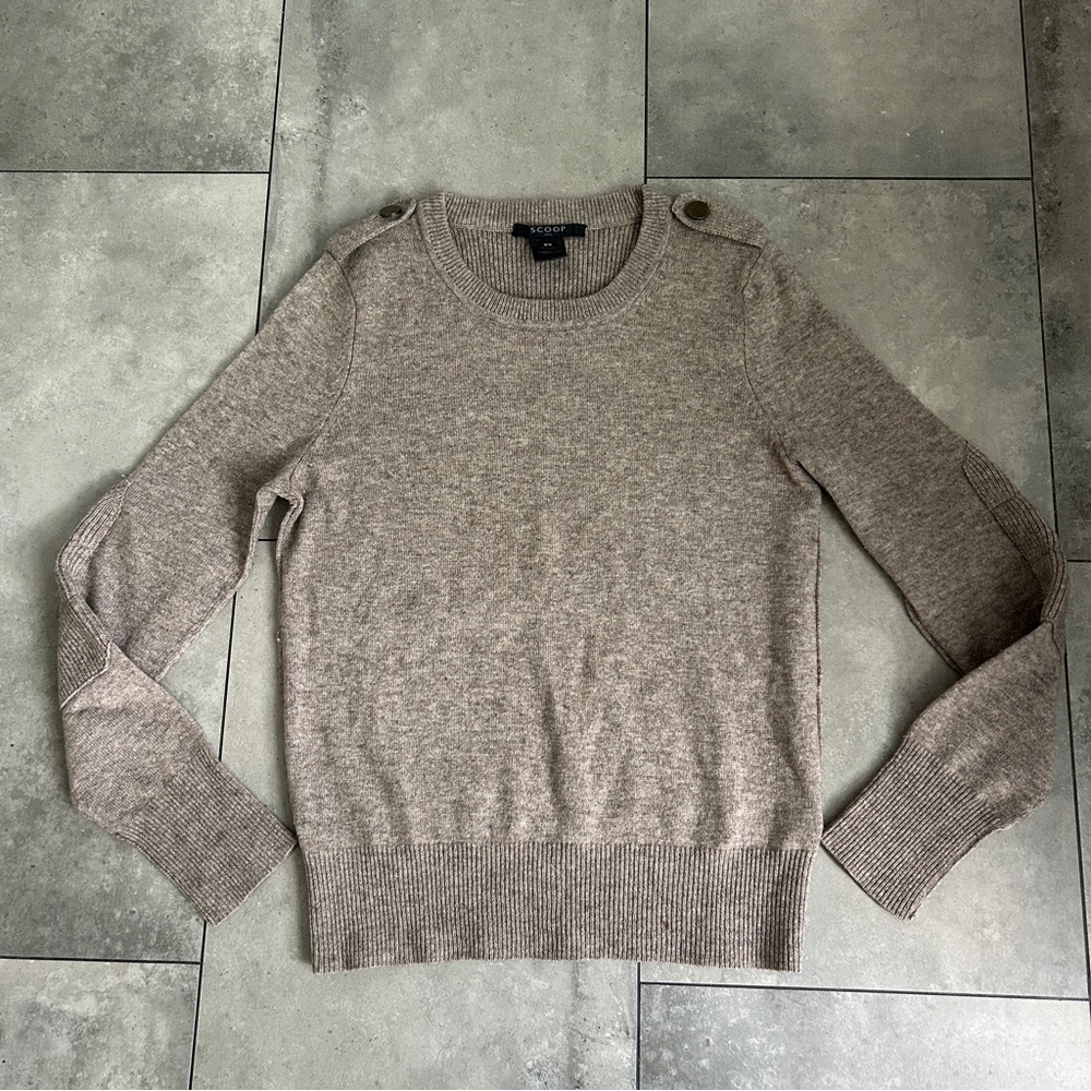 Scoop NYC brown tan neutral crewneck fall sweater XS
